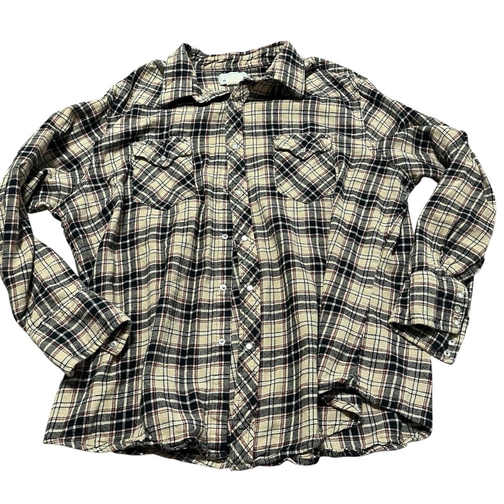 Vintage Wrangler Pearl Snap Plaid Rancher Cowboy Rodeo Western  Shirt Size XXL